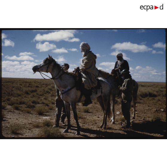 [Contrôle d'identité sur des cavaliers algériens par des hommes du 12e régiment de dragons (RD)].