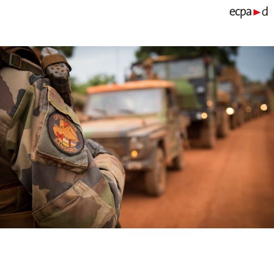 Logisticien du 516e RT intégré au DETLOG (détachement logistique) sécurisant le retour d'un convoi de ravitaillement de la POD (plateforme opérationnelle défense) de Bambari vers Bangui.