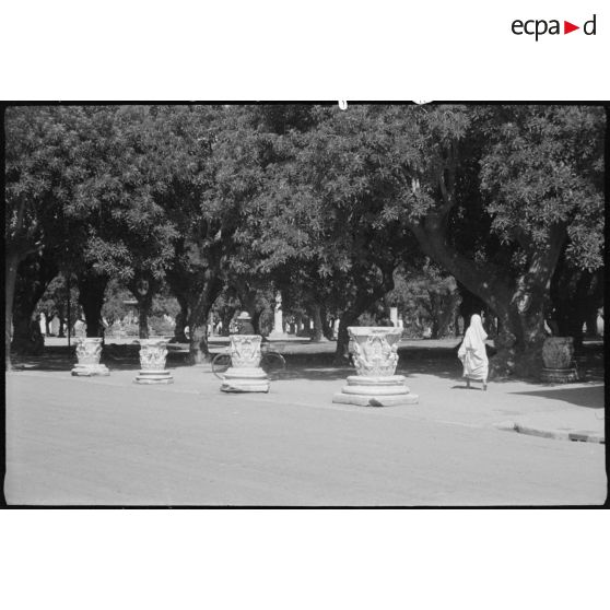 Vue du jardin, du phare et du théâtre antique de Cherchell.