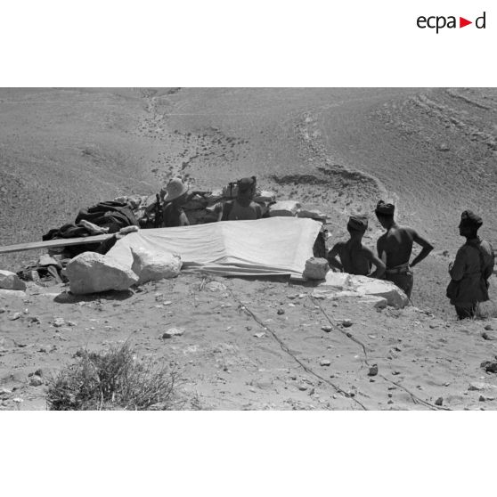 Poste de commandement en zone avancée d'une batterie de 7,5 cm (II.Batt. Art. Begt. II Celere)