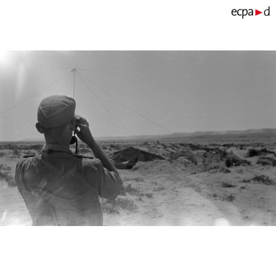 Un lieutenant observe le front de Solloum (Sollum).