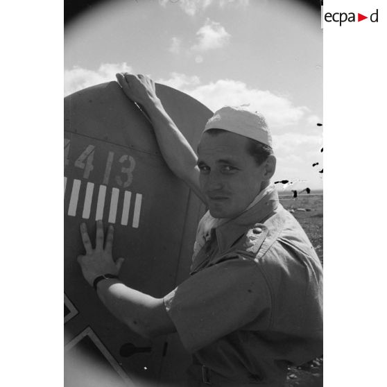 Gros plan sur l'Oberfeldwebel Richard Heller du Zerstörergeschwader 26 Horst Wessel (ZG.26).