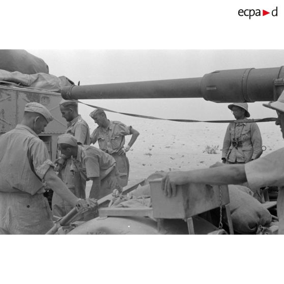 Mise en batterie d'une batterie de 4 canons de 8,8 cm Flak sur le front d'El Alamein.