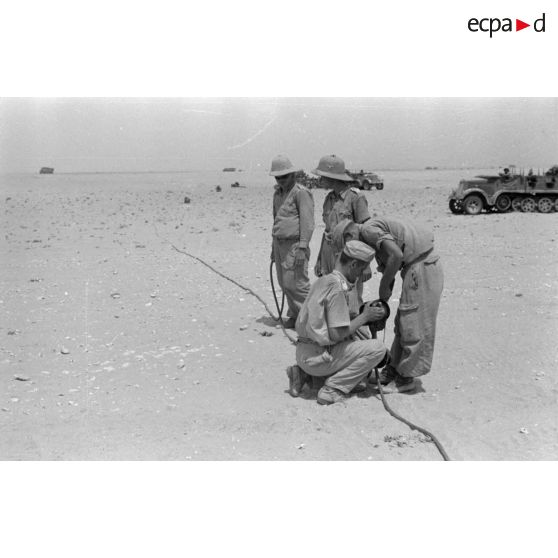 Mise en batterie d'une batterie de 4 canons de 8,8 cm Flak sur le front d'El Alamein.