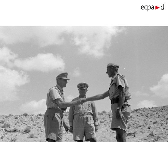 Inspection du général (Generalleutnant) Johannes Josef Heinrich Burchard sur le front défendu par le Luftwaffe Flak-Regiment 135.