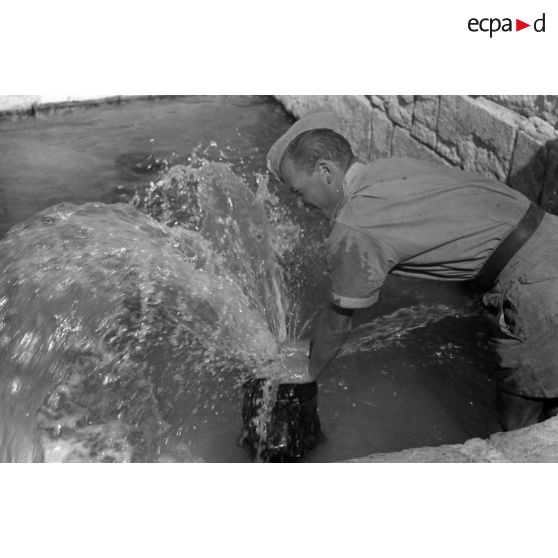 La source de l'oasis de Siwa bouillonne avec une forte pression.