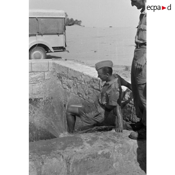 La source de l'oasis de Siwa bouillonne avec une forte pression.