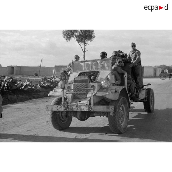 Dans le secteur de El Jem, un véhicule britannique capturé Morris Commercial C8 porte l'immatriculation WL 227 009.