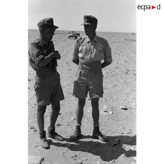 Le colonel (Oberstleutnant) Karl Ens discute avec des officiers de l'Infanterie-Regiment 433.