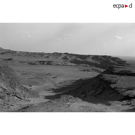 Un groupe de soldats allemands et italiens parcourt les sommets dans le secteur d'El Alamein.