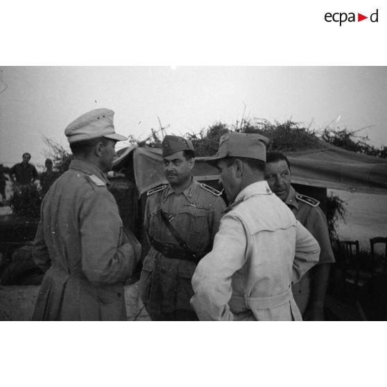 Un commandant allemand (Major) remet une décoration (la croix de fer de première classe) à un commandant italien.