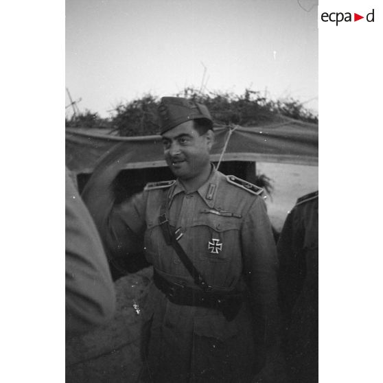 Un commandant allemand (Major) remet une décoration (la croix de fer de première classe) à un commandant italien.