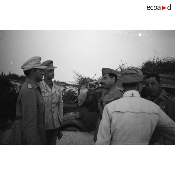 Un commandant allemand (Major) remet une décoration (la croix de fer de première classe) à un commandant italien.