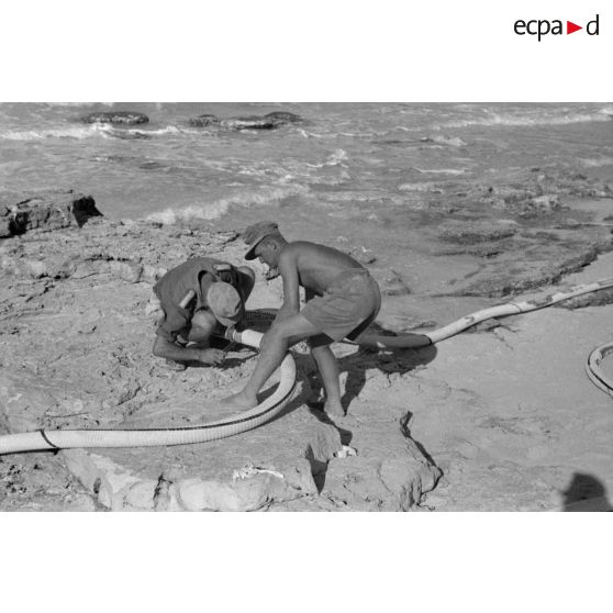 Vérification d'un tuyau de pompe à eau.