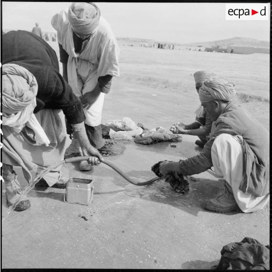 Corvée de lessive dans une harka d'Oranie.