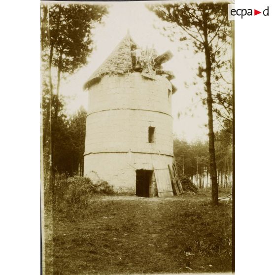 [Groupe posant au sommet d'une tour, s.d.]