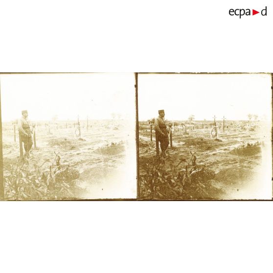 [Soldat devant des tombes de soldats morts au front, s.d.]