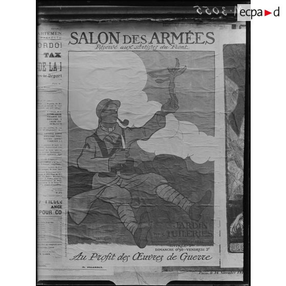 Paris, affiche sur le salon des Armées. [légende d'origine]