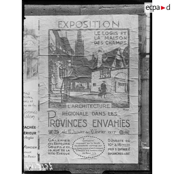 Paris, affiche. Exposition. Les logis et la maison des champs d'architectures régionales dans les provinces envahies. [légende d'origine]
