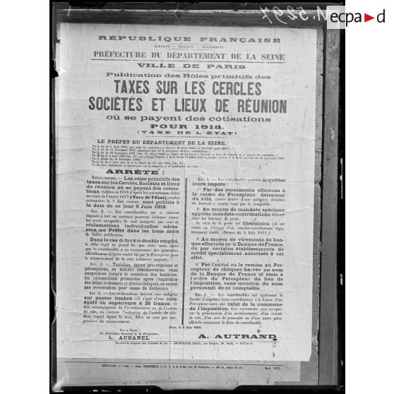 Paris, affiche sur les cercles, sociétés et leurs réunions. [légende d'origine]