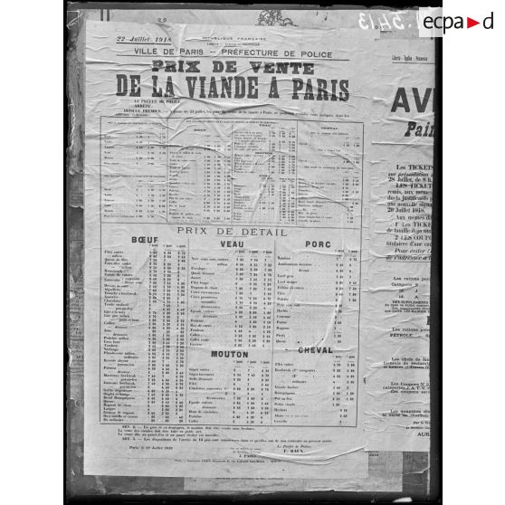 Paris, vente de la viande. [légende d'origine]