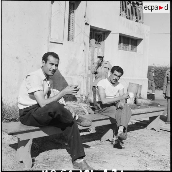 Les prisonniers égyptiens au repos dans le camp de Port-Fouad.