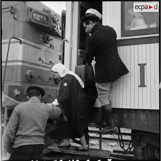 L'arrivée des infirmières du Croissant-Rouge égyptien à Port-Saïd.