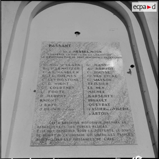 Monument commémorant la rencontre préparative au débarquement de novembre 1942 en Afrique du nord.