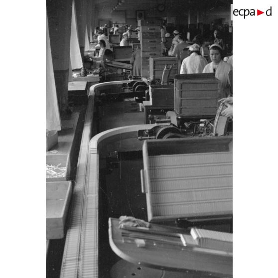 Empaquetage de cigarettes dans une usine allemande.