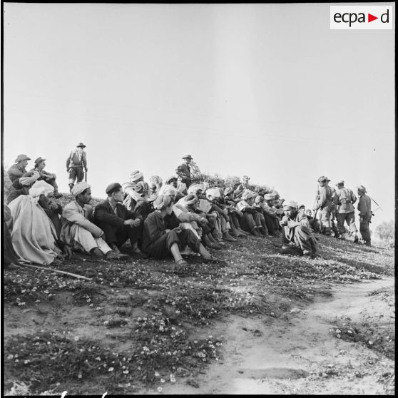 Rassemblement de villageois par des soldats dans le secteur de Thenia.