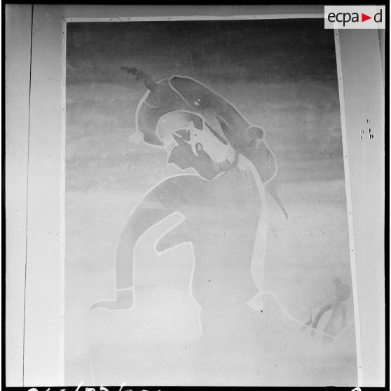 Peintures rupestres préhistoriques du Tassili, exposées à la salle Bordes à Alger.