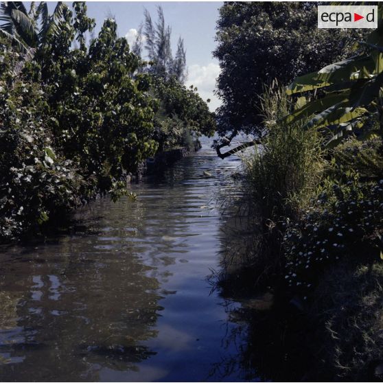 Paysage face à l'entrée du camp d'Arue.[Description en cours]