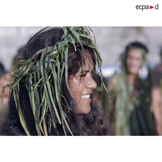 Portrait d'une participante au Festival des Arts du Pacifique à Papeete. [Description en cours]