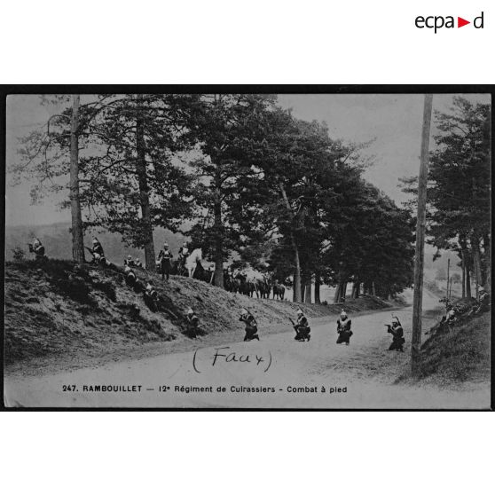 247. Rambouillet - 12e régiment de cuirassiers - Combat à pied. [légende d'origine]
