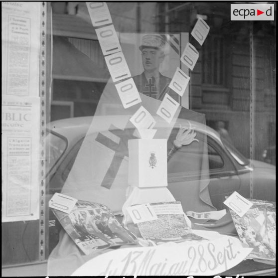 Alger. Décorations de magasins pour le référendum.