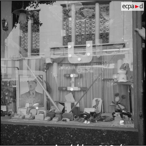 Alger. Décorations de magasins pour le référendum.