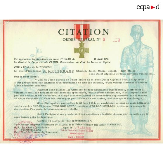 Croix de la valeur militaire avec étoile d'argent. [légende d'origine]