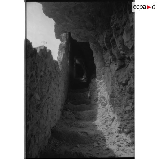 Fort du Saint-Eynard. Galerie d'accès au coffre de contrescarpe - 1991. [légende d'origine]