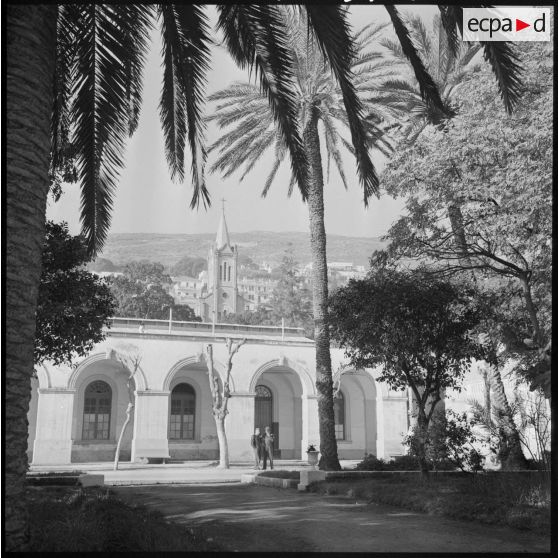 Alger. Hôpital Maillot. La chapelle et les jardins.