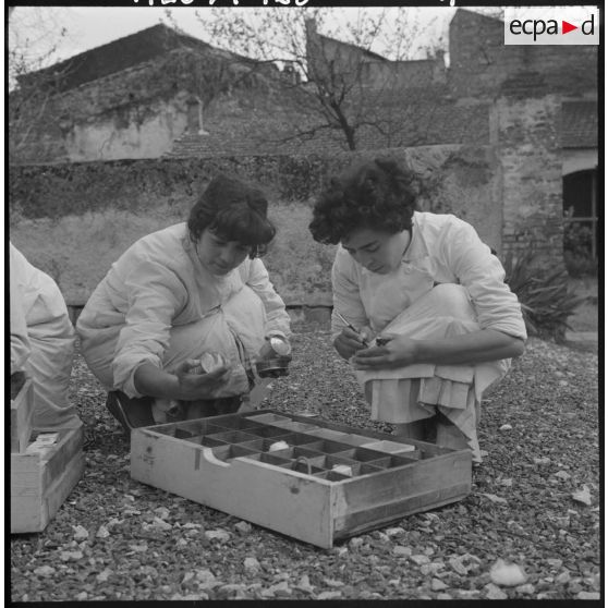 Miliana. Préparation de la mission, les assistantes complètent leurs caisses de produits pharmaceutiques.
