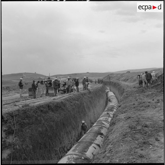 Les importants travaux d'irrigation pour développer l'agriculture dans la vallée du Chelif (région de Warnier).