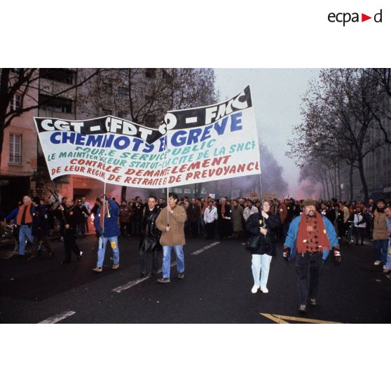 12 décembre 1995. Paris 12e. Manifestation contre le plan Juppé.