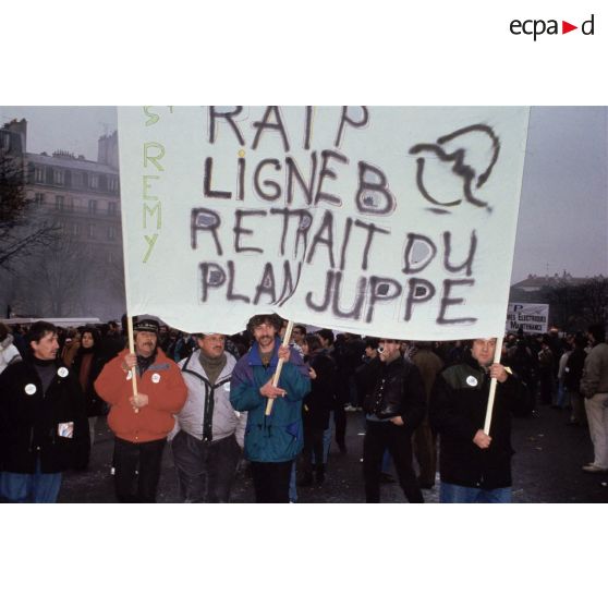 12 décembre 1995. Paris 11e. Manifestation contre le plan Juppé.