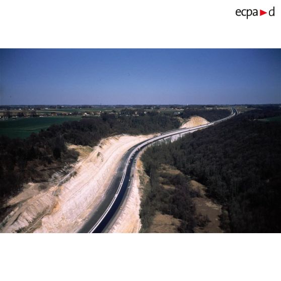 Rogerville (76). Chantier de l'autoroute A29 Le Havre/Yvetot.