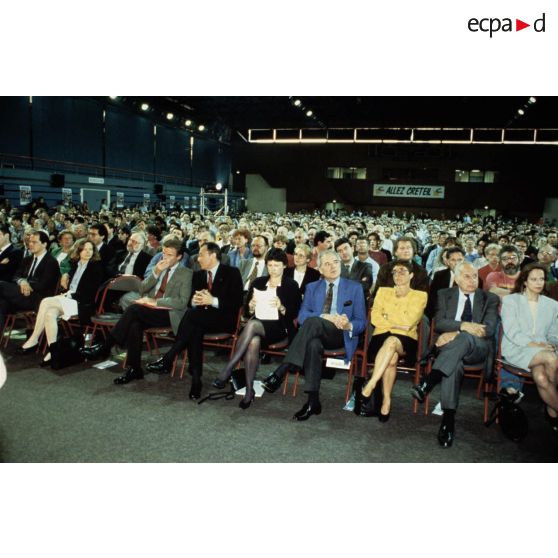 07 juin 1994. Créteil (94). Elections européennes. Meeting du Parti Socialiste au Palais des Sports.