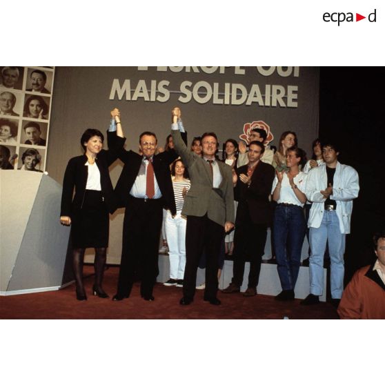07 juin 1994. Créteil (94). Elections européennes. Meeting du Parti Socialiste au Palais des Sports.