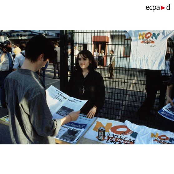 07 juin 1994. Créteil (94). Elections européennes. Meeting du Parti Socialiste au Palais des Sports.