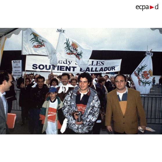 25 mars 1995. Le Bourget (93). Elections présidentielles : meeting d'Edouard Balladur.
