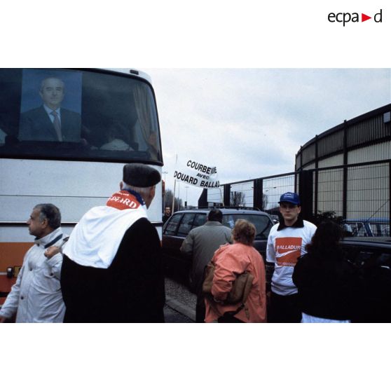 25 mars 1995. Le Bourget (93). Elections présidentielles : meeting d'Edouard Balladur.