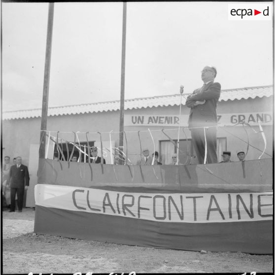 Allocution de Mr Le Bigot, délégué ministériel à la Marine et président de l'association Seine - Algérie, à l'occasion de l'inauguration du foyer des jeunes de Clairfontaine.